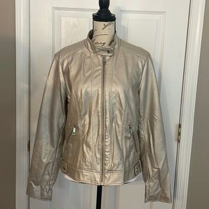 Modo Style Metallic Faux Leather Jacket